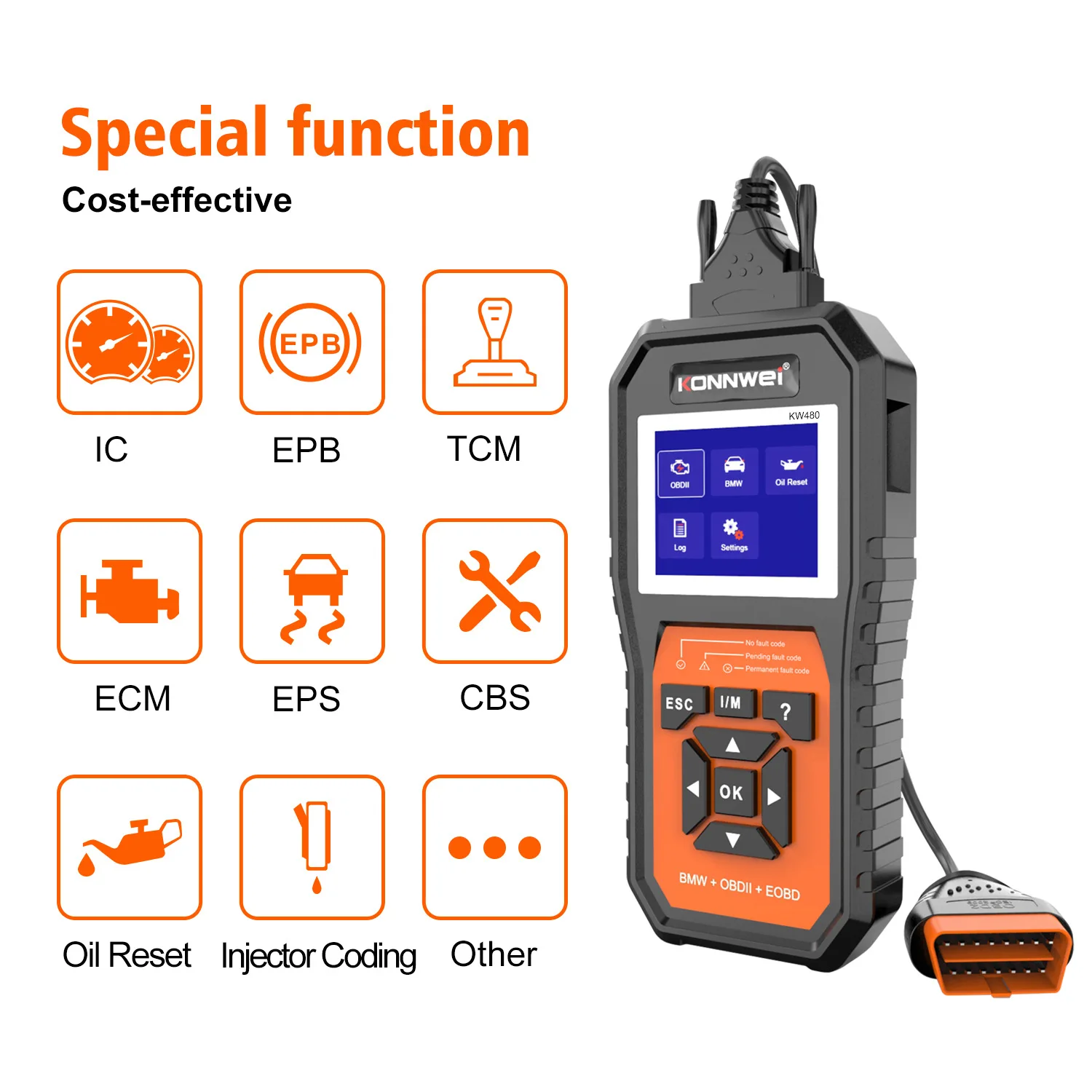 Car Diagnostic Tool - ماسح ضوئي OBD2 متين من KOWWEI