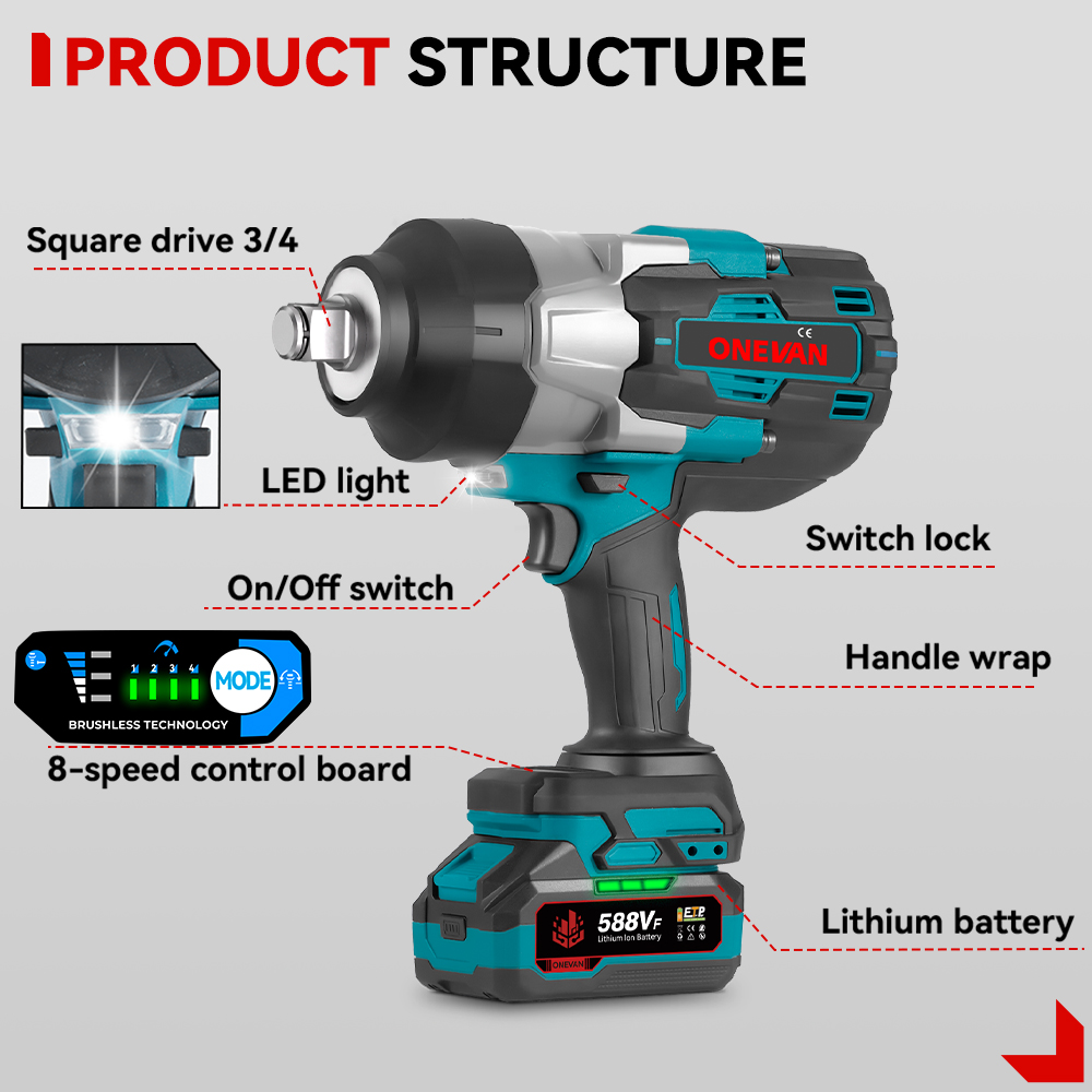 Torque Wrench - مفتاح ربط كهربائي لاسلكي بقوة 1000